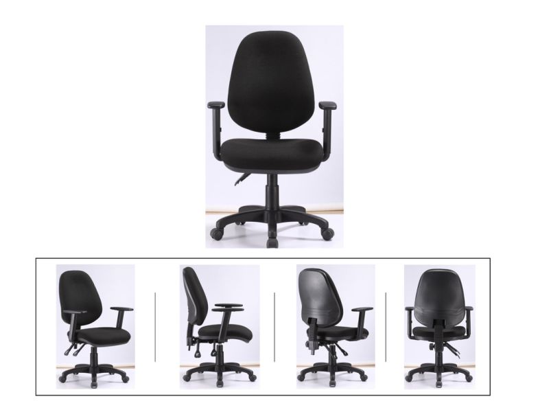 Black Adjustable Fabric Upholstered Swivel Armless Office Chair