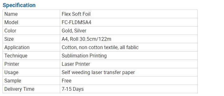 Flex Soft No Cut Laser Transfer Paper Foil Metallic