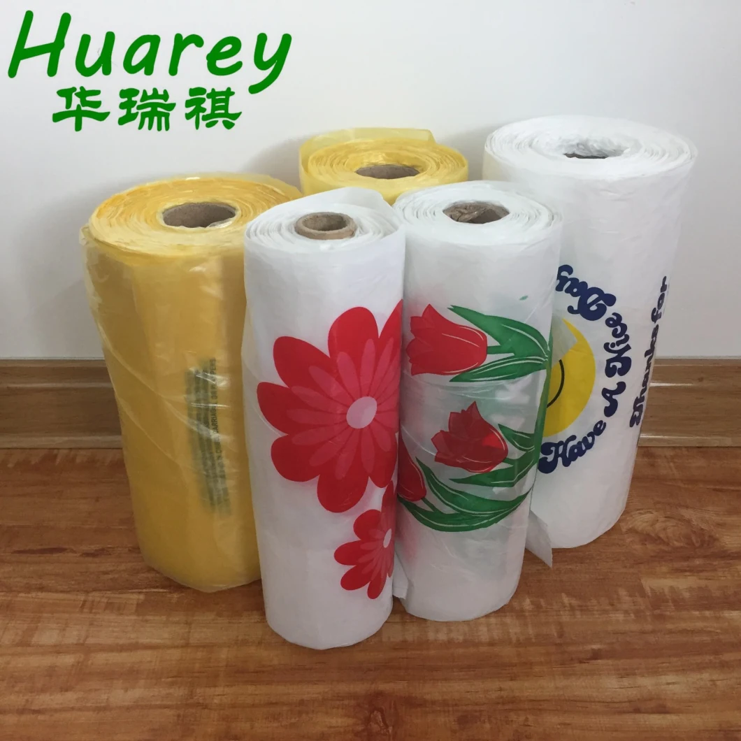 Cheap Custom HDPE/LDPE Plastic T-Shirt Shopping Bags Printing Plastic on Roll Bag