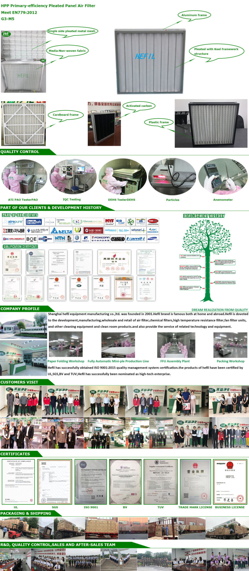 Hpp Foldaway and Plank Primary Efficiency Air Filter