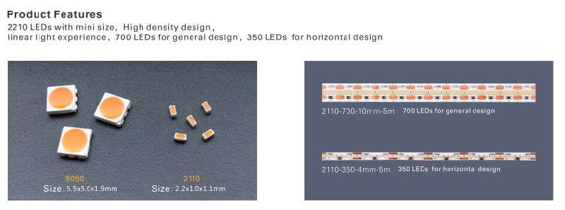 High Density 700LEDs SMD 2110 LED Flexible LED Strips Without Light Spot