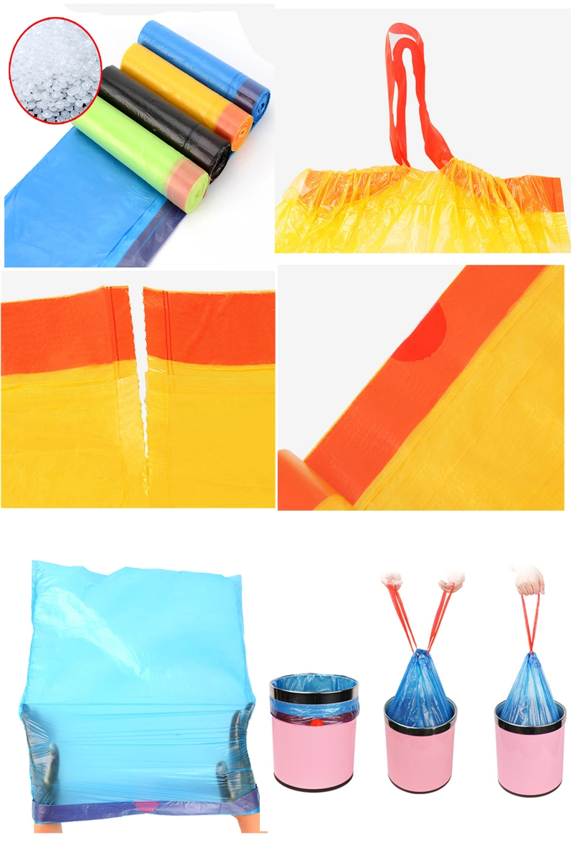 Eco-Friendly HDPE Plastic Drawstring Garbage Bag on Roll