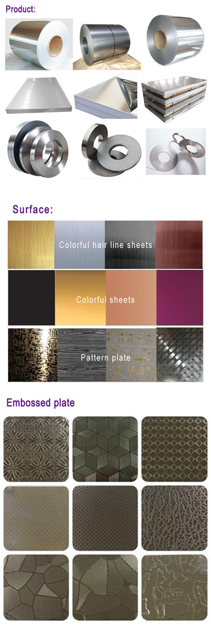 Luxury Colored 304/316L Stainless Steel Decorative Sheets and Plates