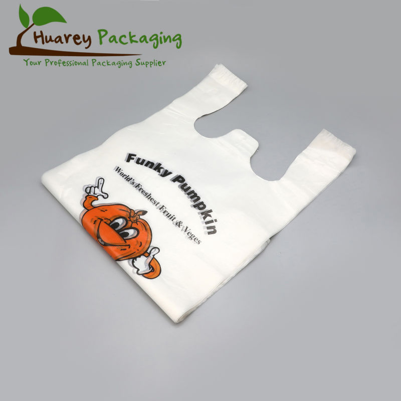 Supermarket HDPE Degradable Packing Supermarket White Plastic T-Shirt Carrier Bags