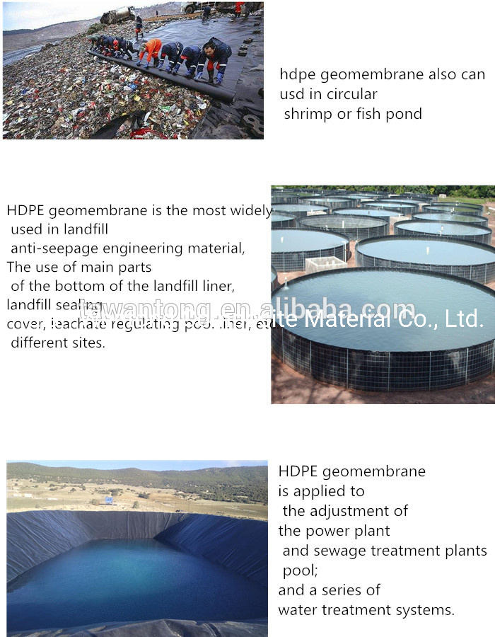 HDPE Pond Lining / Dam Liner / HDPE Geomembrane for Swimming Pool