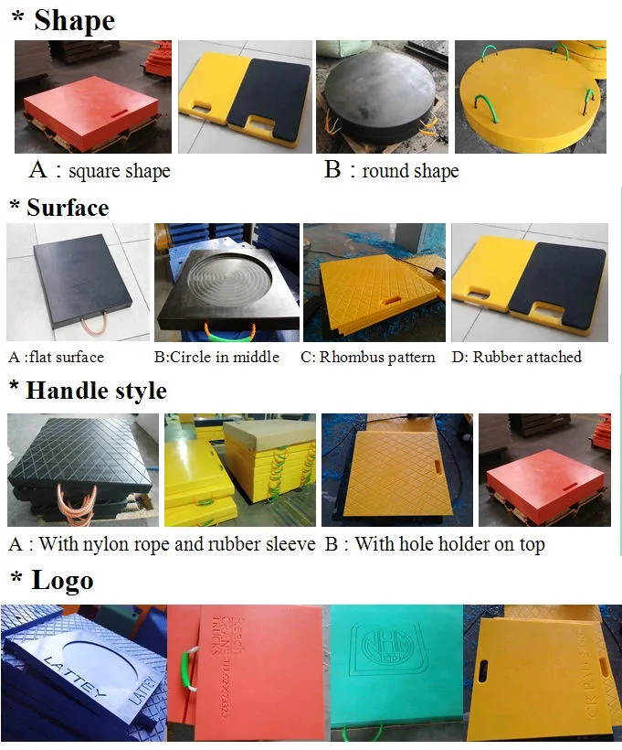 Virgin HDPE UHMW PE UV Stabilizer Crane Outrigger Pad / Polyethylene Mats / Ground Protection Mats