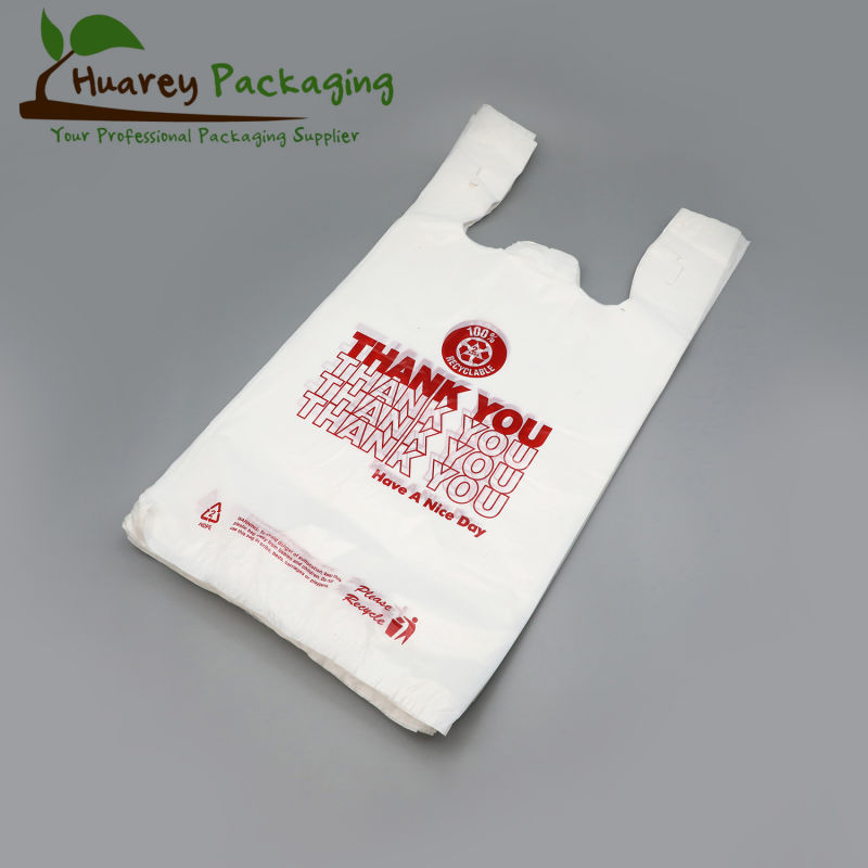 Wholesale Heavy Duty LDPE HDPE Thank You Vest Carrier Plastic Bag / T-Shirt Plastic Bag