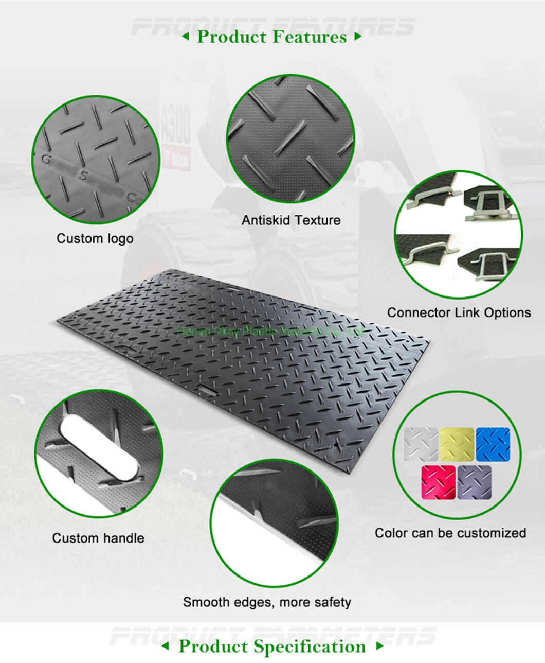 Temporary HDPE Plastic Truck Road Mat/Ground Protection Mat