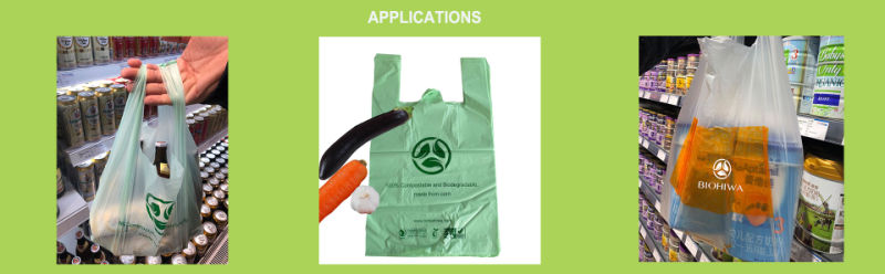 100% Compostable Biodegradable HDPE/LDPE Plastic T-Shirt Carrier Shopping Bag