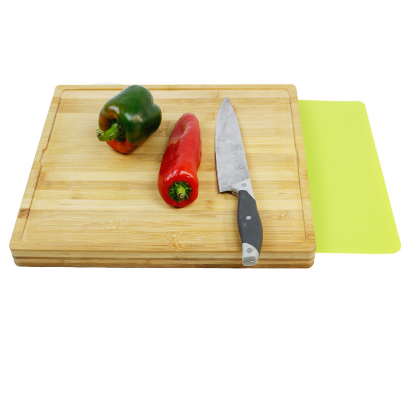 Bamboo Chopping Board with Plastic Plate for Kitchen