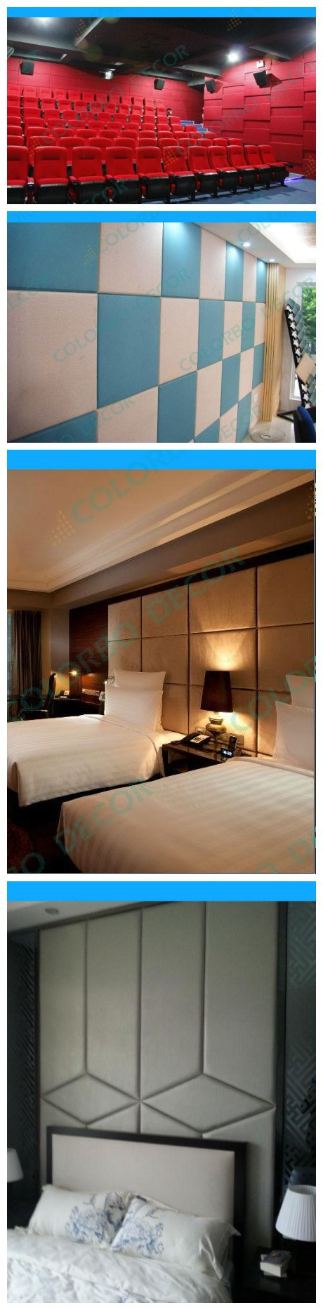 High Density Fireproof Fabric Acoustic Wall Decor Panel