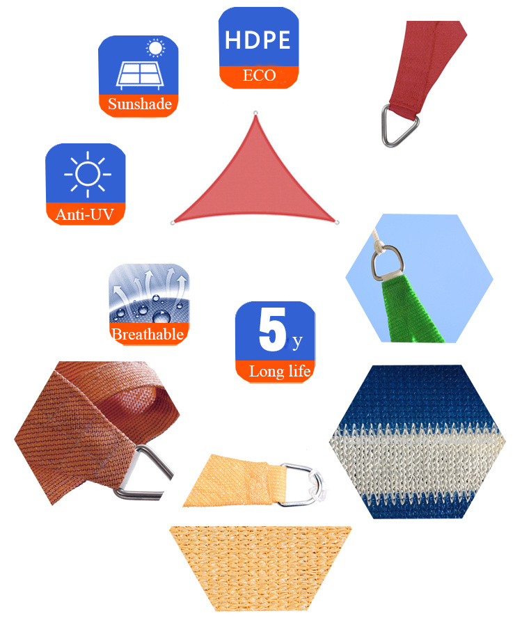 UV HDPE Blocked Waterproof Knitted Sun Shade Net Sail