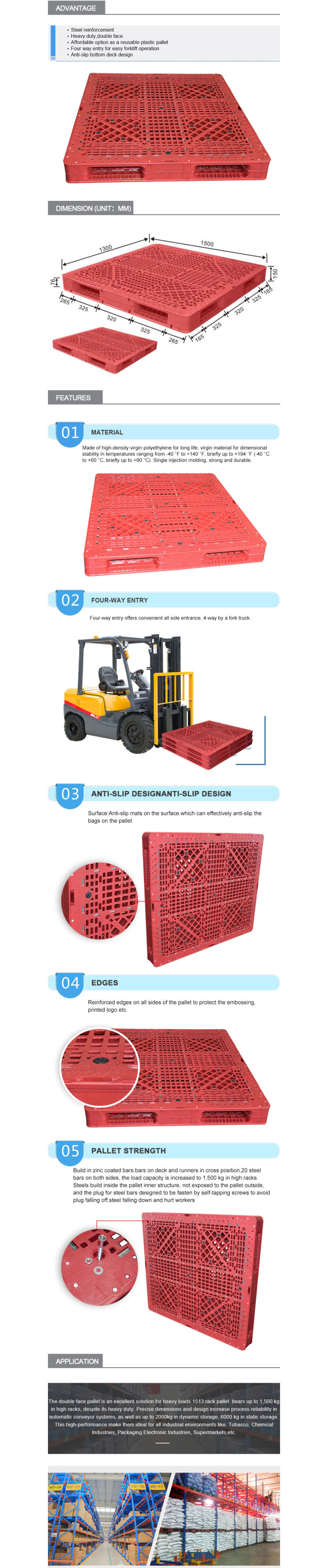 Vented Deck HDPE Stackable Colored Pallets
