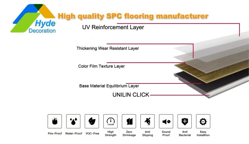 100% Virgin Waterproof Lvt PVC Spc Rigid Core Vinyl Plank