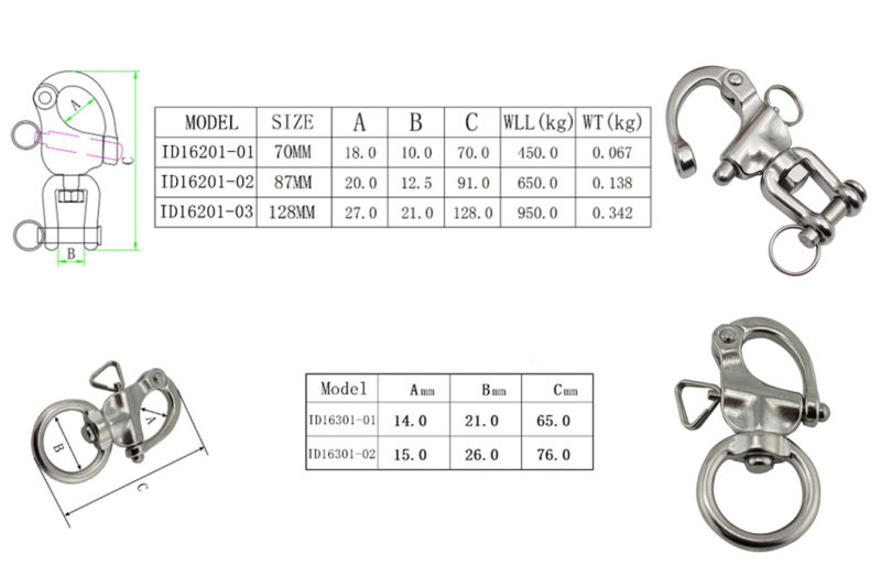 Marine 316 Stainless Steel Boat Pad Eye Fender Hook