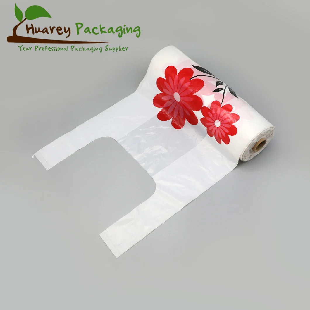 HDPE Plastic Roll Bags T Shirt Vest Carrier Bag on Roll for Shopping