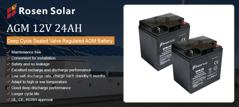 AGM Gel Batteries 12V 24ah Maintenance Free Solar Battery