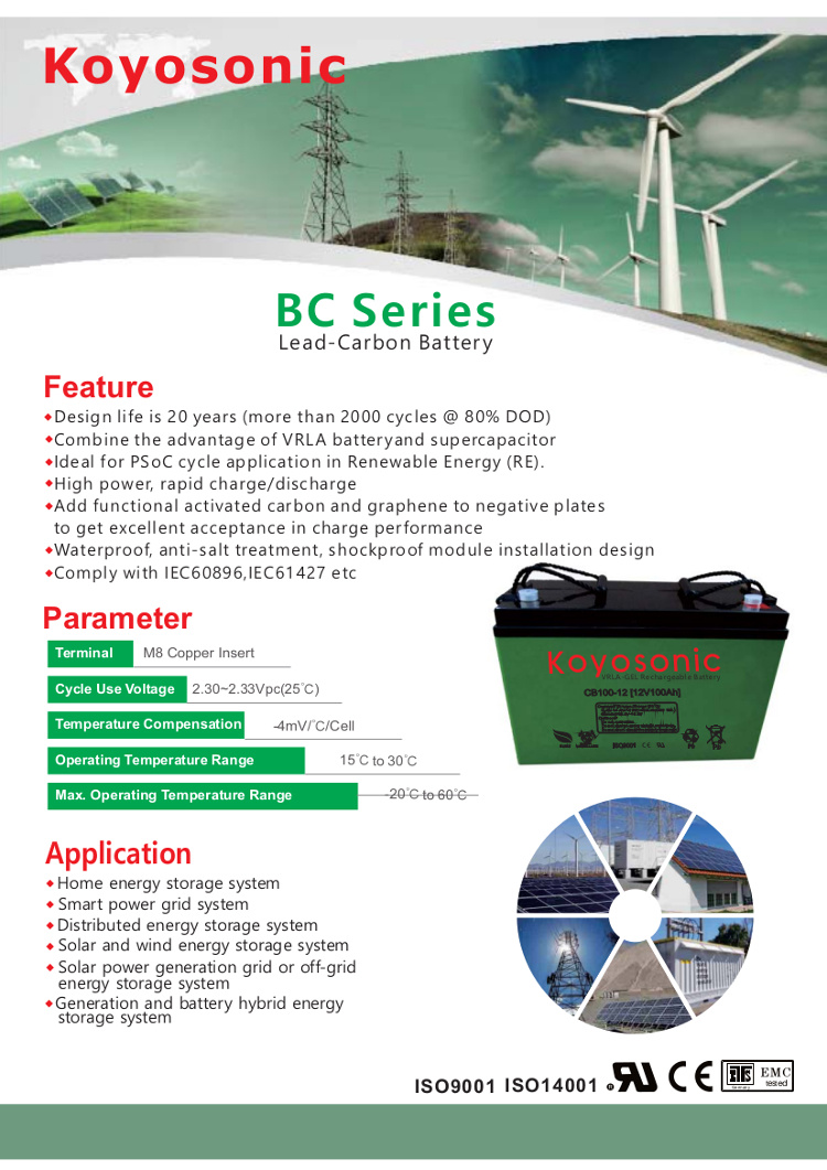 Koyosonic Carbon Battery 2V 500ah Lead Carbon Battery Hybrid Battery Bank