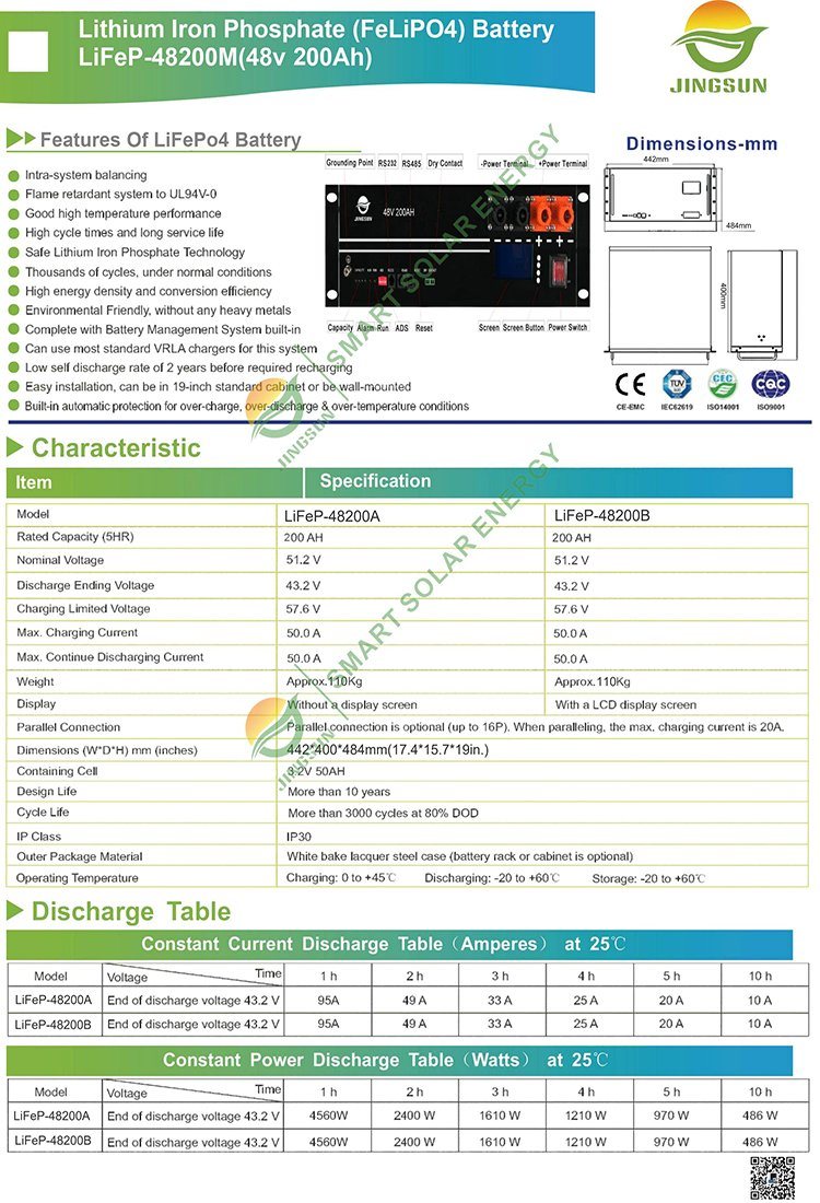 Jingsun Deep Cycle 10kwh Lithium Ion Battery Tesla Powerwall Battery
