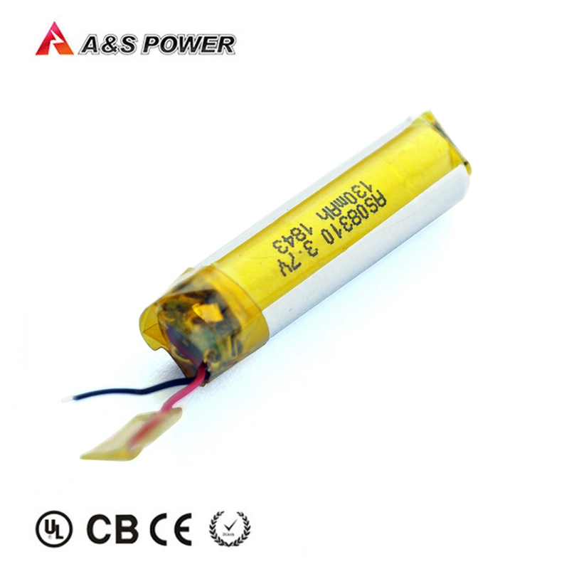 3.7V Lithium Lipo Battery 130mAh Cylindrical 08310 Rechargeable Li-ion Batteries