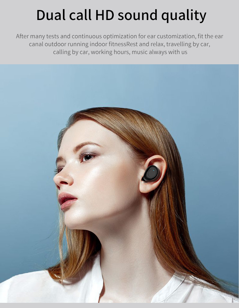 Tws-J1 Bluetooth Earphone Stereo Mini Wireless Bluetooth 5.0 Headset with Mic