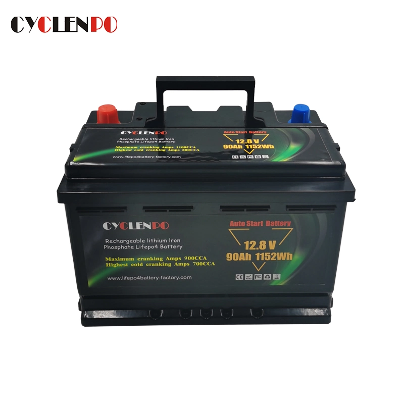 Long Service LiFePO4 Lithium Ion Car Battery 12V 90ah 700CCA Cranking Battery Pack