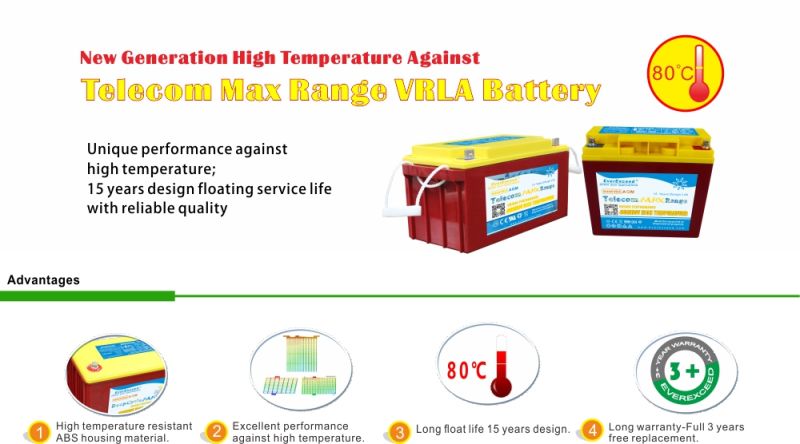 Everexceed Telecom Max Range High Temperature Telecom/ UPS 12V33ah VRLA Battery