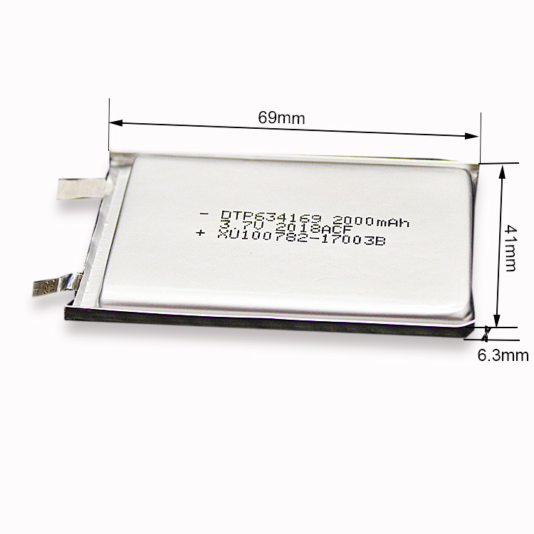 634169 2000mAh Lithium Ion Polymer Battery Kc