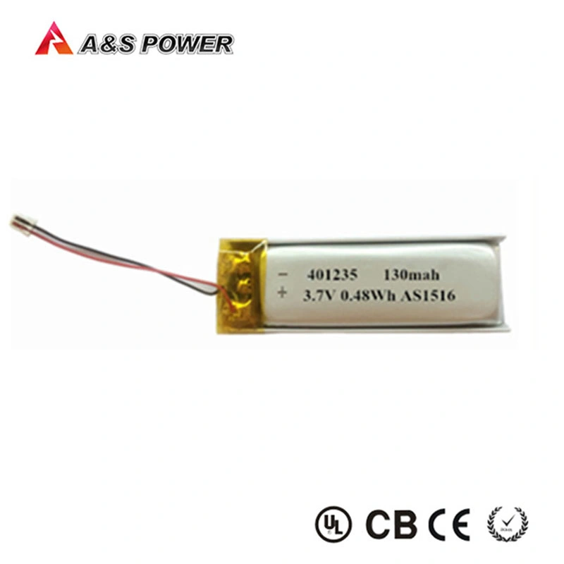 Un38.3 Certified 401235 Bluetooth Headset Battery Smallest 3.7V 130mAh Lipo Battery