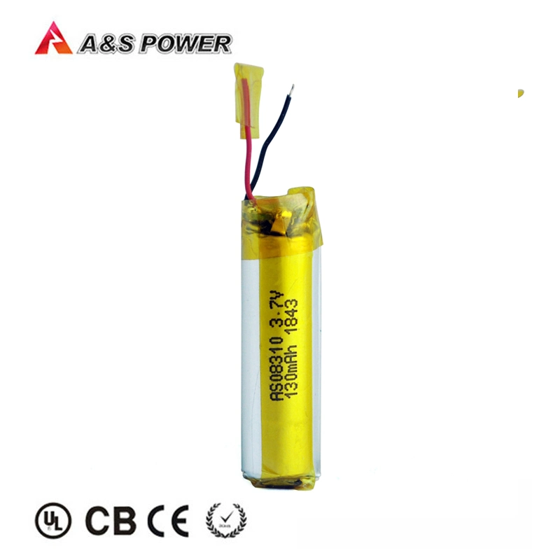 3.7V Lithium Lipo Battery 130mAh Cylindrical 08310 Rechargeable Li-ion Batteries