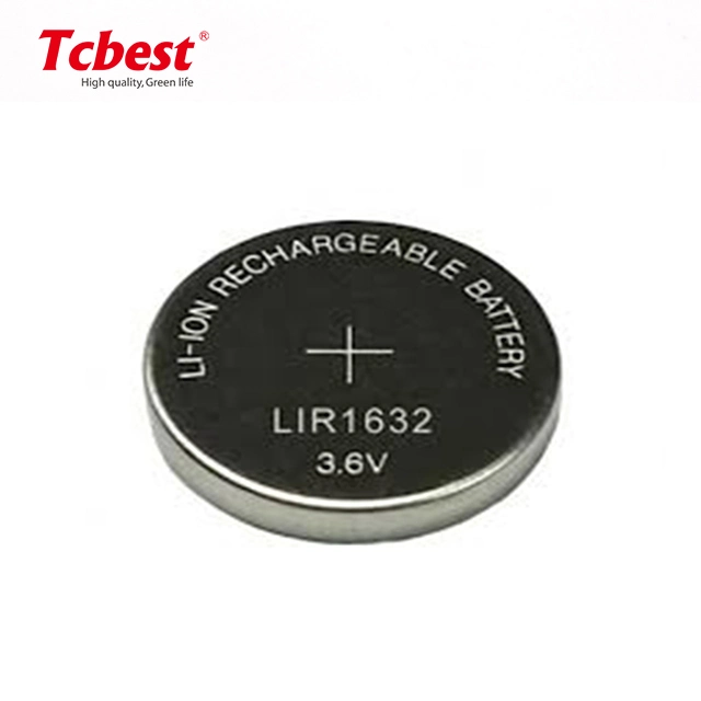 Manufacture Cr1632 Rechargeable Battery Lir1632 3.6V Button Cell Batteries for Watch Batteries Lir 1632