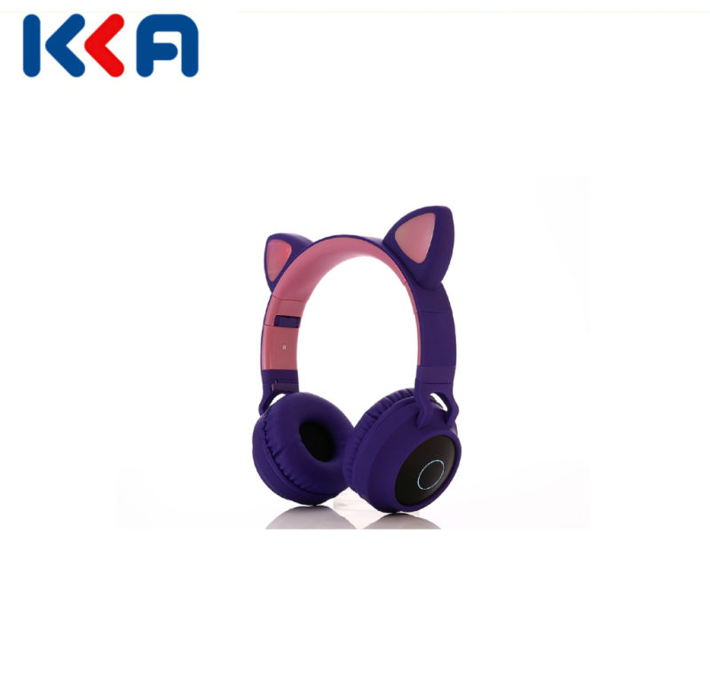 Adorable Cool Gifts Earphone for Girls Kids LED Glowing Foldable Cat Ear Headphones