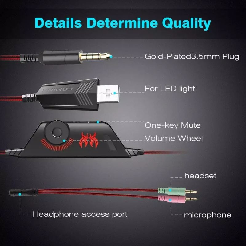 Earphones RGB Light Game PC Headset 3.5mm Plug Wired Headphone