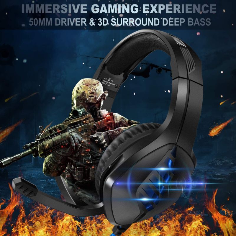 Over Ear Noise-Canceling Camouflage Gaming Headphones with Mic