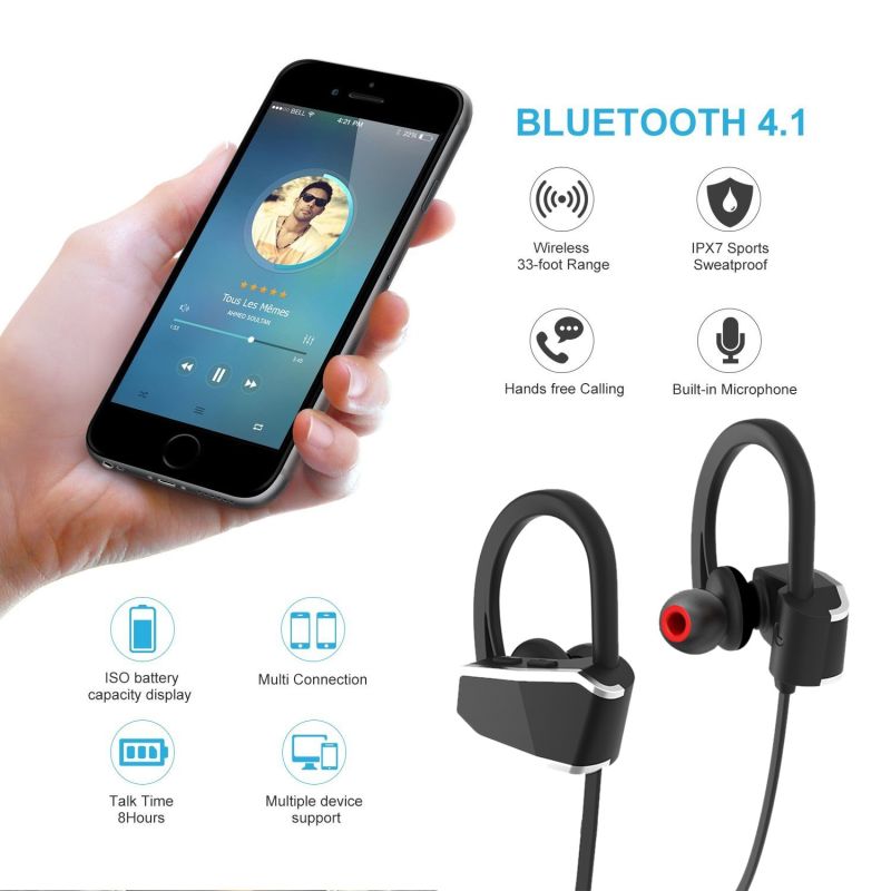 Wireless Bluetooth Sport Ipx7 Waterproof Headset Headphone Earphone