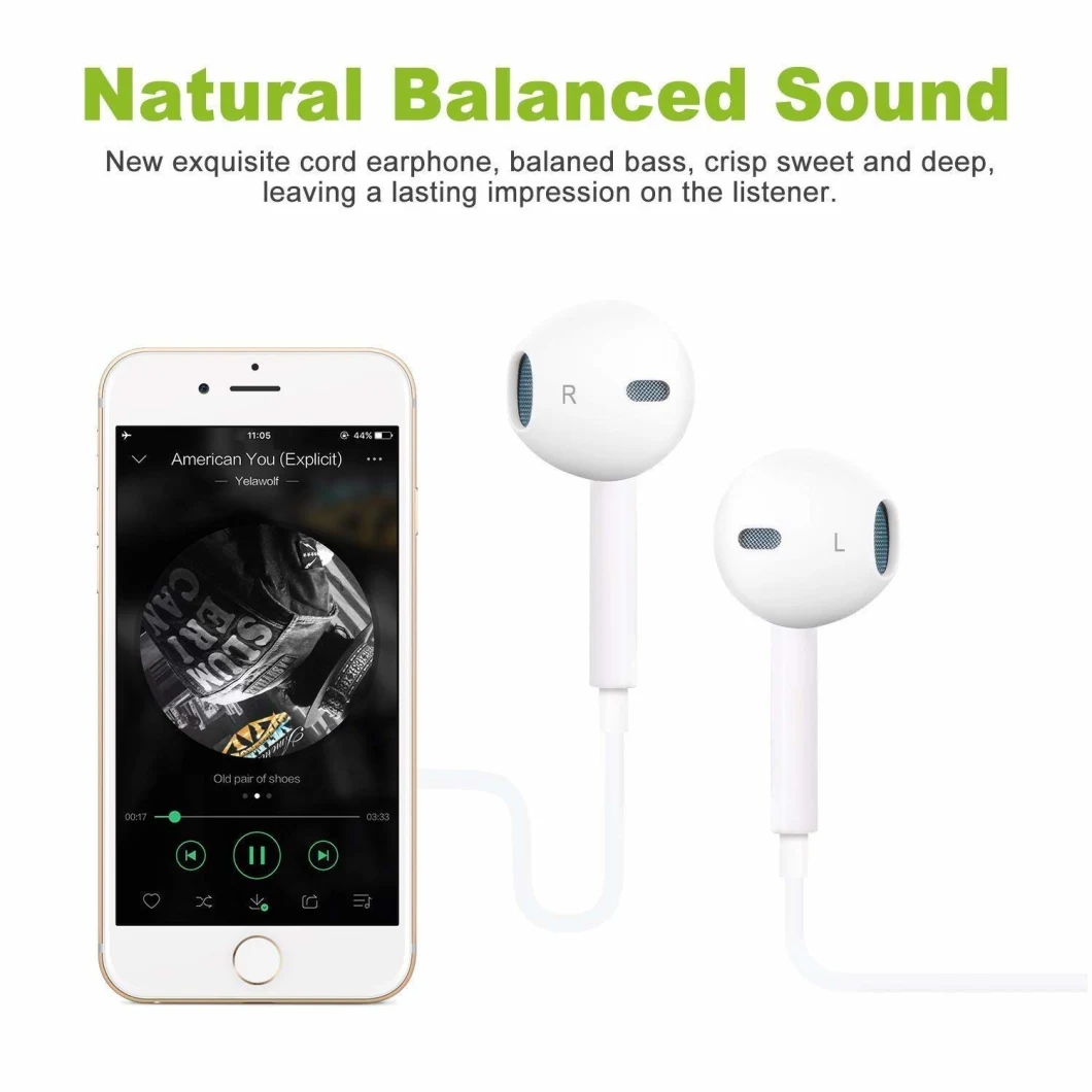 White Unverial 3.5mm Plug in Ear Earphone with Mic and Volume Control for Mobile Phone