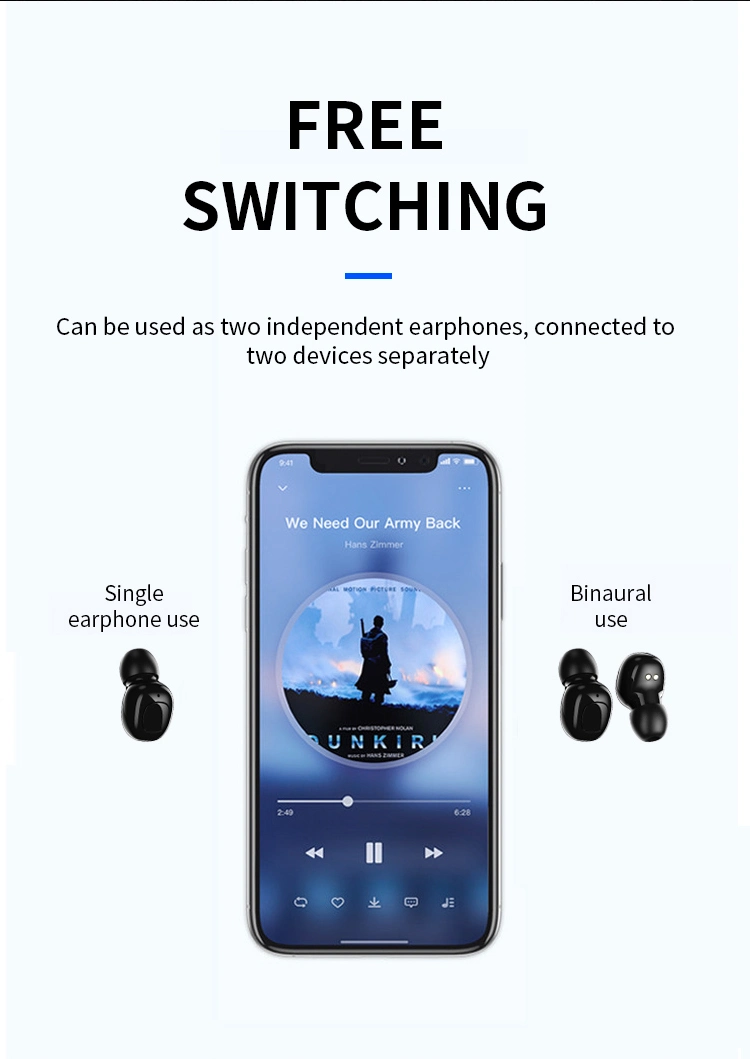 Tws Earphone Wireless Bluetooth Headset Earphone with USB Charging