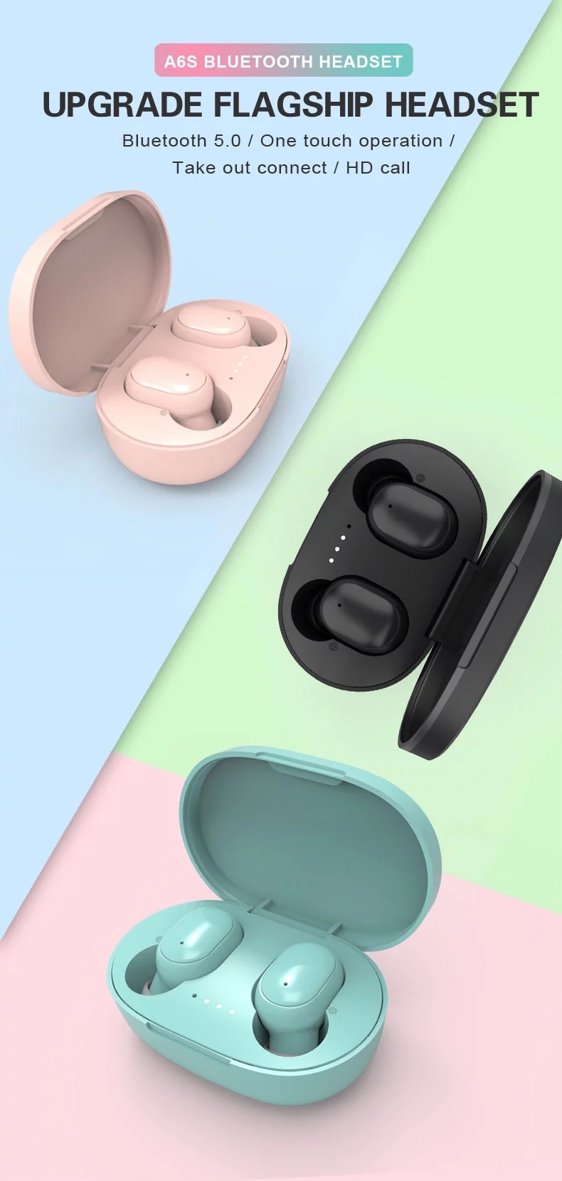 Wireless Earphone A6s Airdots Earbuds Bt 5.0 Tws Headsets