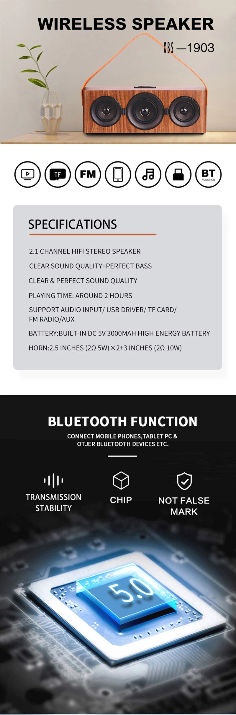 Amazon Top Seller Custom Outdoor Wireless Portable Speaker Wireless Bluetooth
