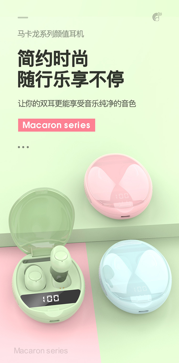 Newest Arrival Super Cute Macaron Series Tws Earphone Wireless Earphone Bluetooth Earphone