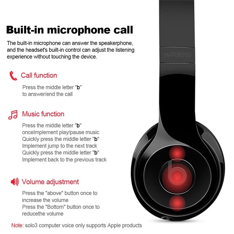 1: 1 True Wireless Stereo Headphone Noise Cancellation for Beats Solo3 Headsets