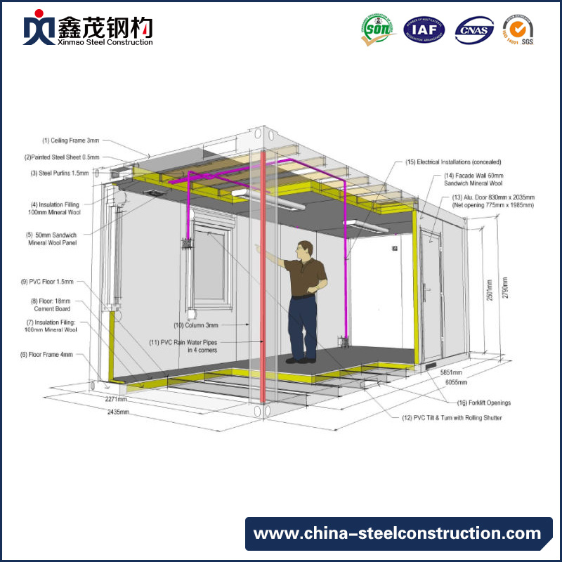 Low Cost Container Living House Dormitory for Student