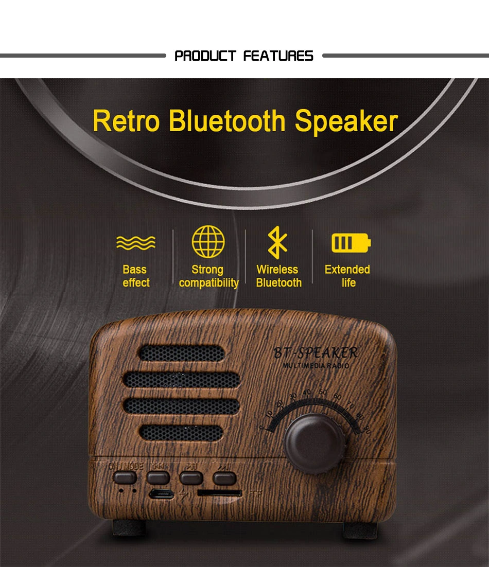 Wireless Bluetooth Speaker Retro Radio Card Audio Phone Mini Speaker Creative Retro Speaker