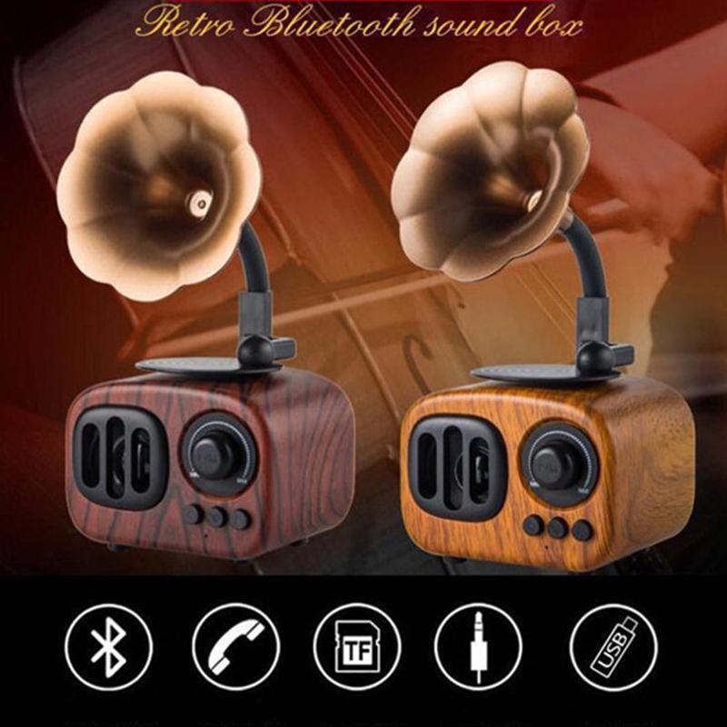 Retro Phonograph Style Wood Portable Mini Radio Bluetooth Speaker (XH-PS-846)