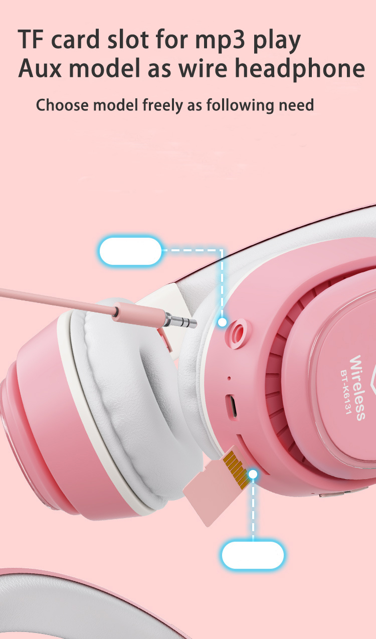 Macaron Color Glow Bluetooth Earphone Wireless Headphone RoHS Wireless Headset