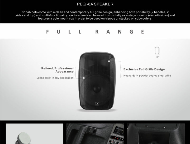 Peq-8A-Active PA Speaker with Class-Ab Mono Amplifier Portable Bluetooth Speaker