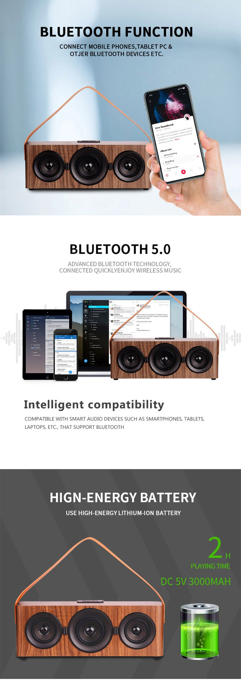 Amazon Top Seller Custom Outdoor Wireless Portable Speaker Wireless Bluetooth