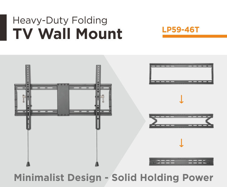 Fixed Heavy-Duty Folding TV Mount, Wall Mount for TV