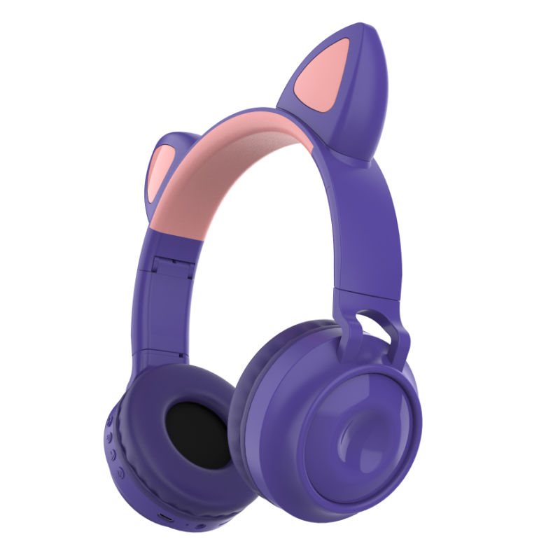 Foldable Wireless Cat Ears Headset Cute Cat Headphones for Girls