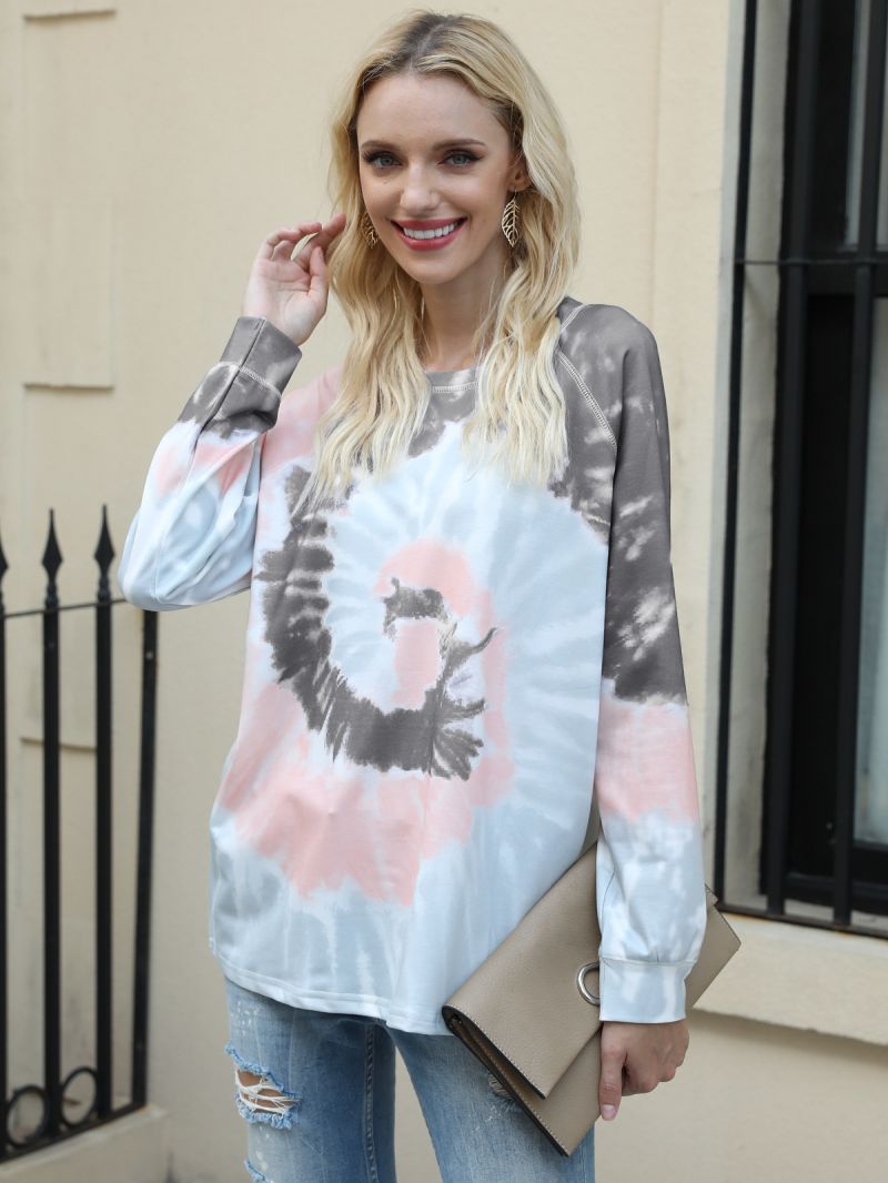 Explosive Tie-Dye Printed Round Neck Long Sleeve Pullover Loose Sweater